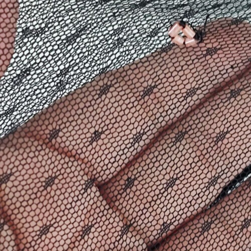 ZARA Floral Beaded Tulle Dress Sequin Mesh Sheer Midi Long Sleeve Plumeti - Picture 7 of 15